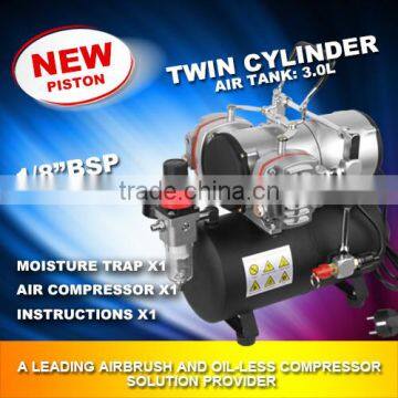 Double cylinder 1/6Hp Airbrush Compressor with tank AS-28A