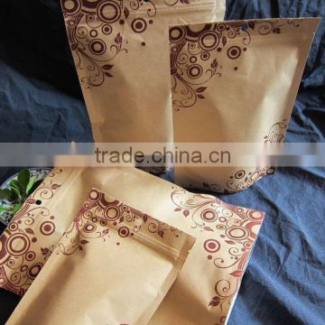 custom artwork 3 side sealed kraft paper empty organic roasted tea bag