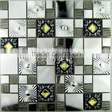 Hot sale stainless steel material matel mix resin glass mosaic