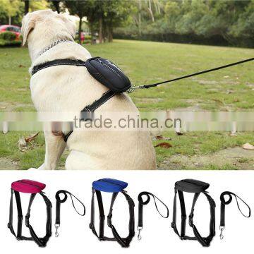 Portable Reflective Nylon Dog Harness Leash Set with Bag for Large Dogs