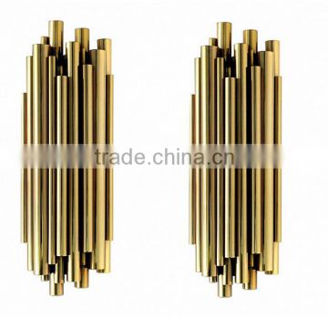 Gleaming Wall Lights Welded Together Gold Plating Tube Wall Sconce for Indoor