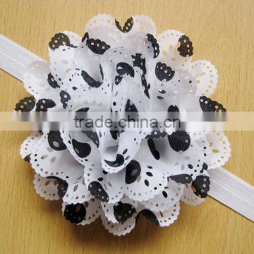 Colorful Eyelet Chiffon Flower Headband,Cheap Polka Dot Babies Headbands For Sale