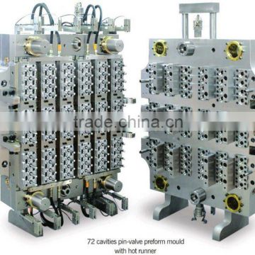 72 cavities pin-valve preform mold with hot runner