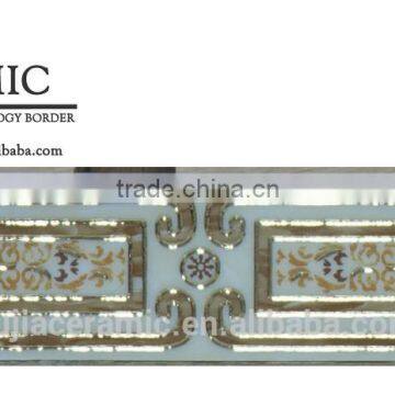 Foshan factory golden polished crystal border tiles design decor border tile 30x8 A304897