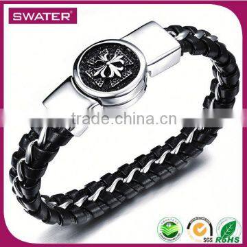 2016 Hot Selling Product Men Cross Cancer Leather Bracelet
