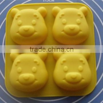 AI-I044 4 cavities bear shaped silicone baby cake mold