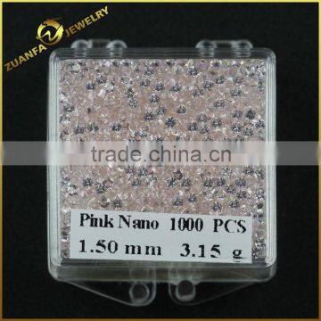 wuzhou wholesale 1.5mm nano pink heat resistant machine cut nano gemstone