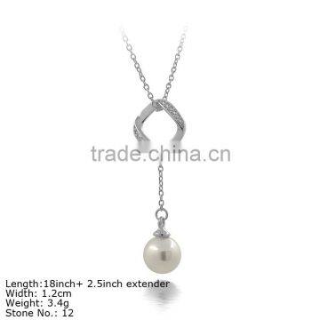 NZQ-003 Fashion Jewelry latest design pearl sterling silver necklace