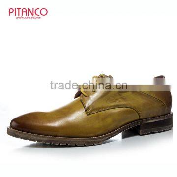 Brush color cowhide lace-up garage shoes for men