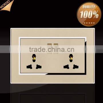 New hot BS standard Hotel design 2 gang double 13A MF charger electric wall socket with indicator