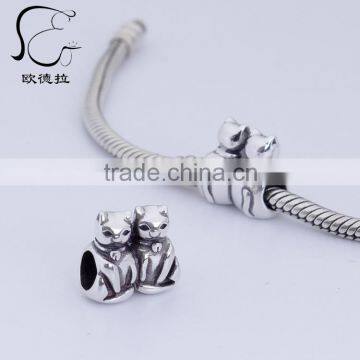 Lovely couple of pig face 925 sterling silver charm for european bracelets