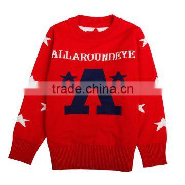 (sweater NO.4) red 18m-6y baby boy cartoon letters embroidery sweaters winter clothes boys tops winter wear