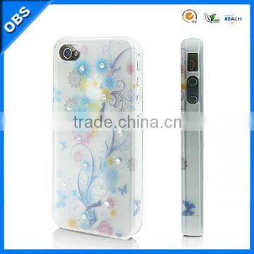 rhinestone transparent design PC mobile phone cases for iphone4/ 4S