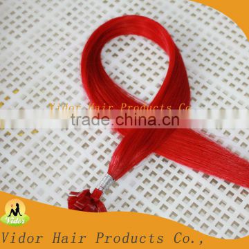 Fusion Good quality wholesale 1g strand 18inch black Paypal acceptable wax red hair extensions