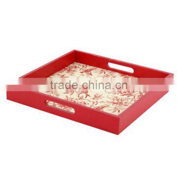 High quality red lacquer MDF tray with handle hole