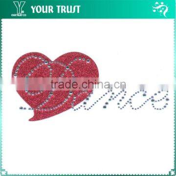 Clear Crystal Dance Red Glitter Metallic Fabric Iron-on Hot Fix Rhinestone