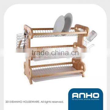 3 tiers kitchen wooden dish rack