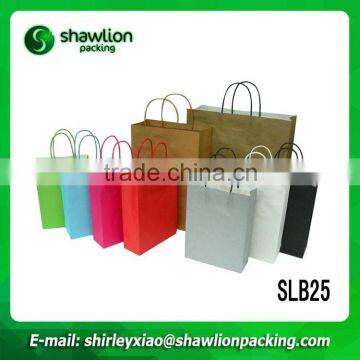 2016 recycle top quality kraft brown paper bag with paper handles
