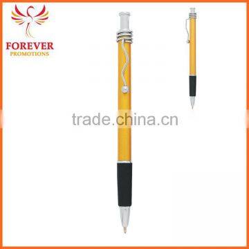 Exhibition Conference Custom Wired Clip Plunger Action Ballpoint Pen With Rubber Grip Ball Pen Supplier photo-4