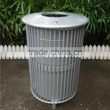 Embedded mount metal outdoor trash receptacles