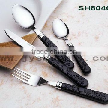 Stainless steel black handle flatware