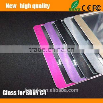 2.5D Titanium Alloy Brushed Metal Tempered Glass Screen Protector Guard for SONY C4 photo-3