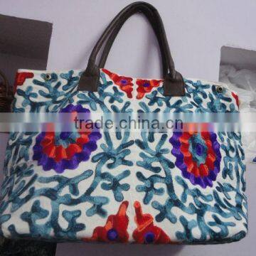 RTC-4 Handmade Suzani Embroidery Ladies shoulder Bag Flower Embroidered Suzani Tote Bags Jaipur Manufacturer