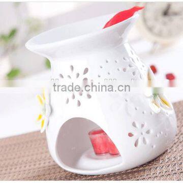 Factory Mde Flower Embossed Design Ceramic Incense Burner Embossed Logo Oil Burner Quality Choice photo-4