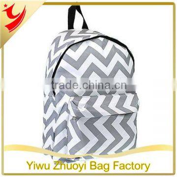 Light Gray and White Chevron Padded Shoulder Straps School Bags with Side Mesh Water Bottle Pocket