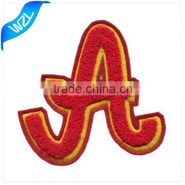 Red letter chenille patch/ custom letter embroidery patch/ wholesale clothes patches