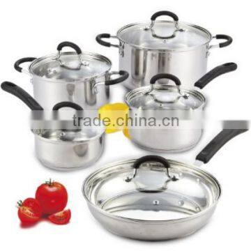 10 Piece Stainless Steel Cookware Set with Encapsulated Bottom, Large, Silver