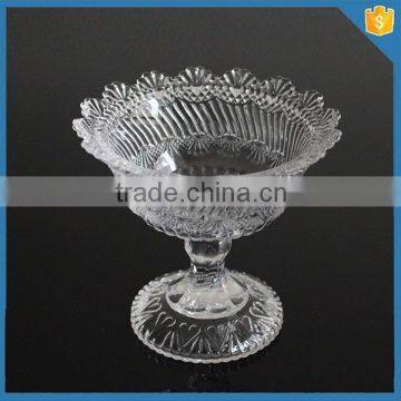 Hot sales factory direct crystal glass ice cream sundae bowl with flower rim