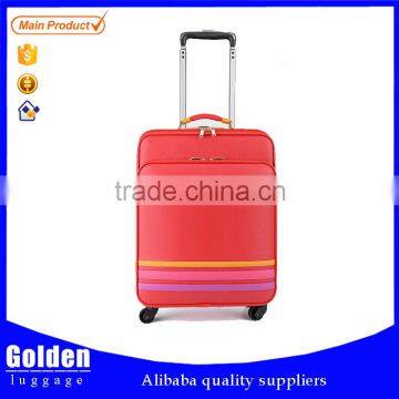 Hot red color popular PU travel luggage bag