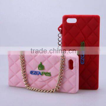 Custom Design Fashion Rhombus Shape Silicone Cell Phone Case With Chain photo-2