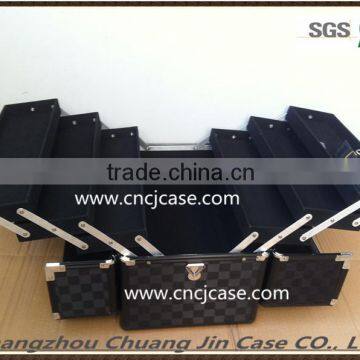 High quality black aluminum cosmetic case,aluminum makeup case