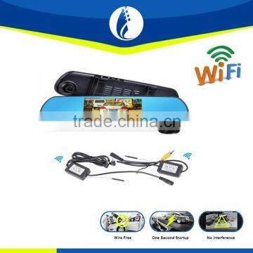 2015 NEW wireless 5" inch car rearview mirror 1080P digital DVR&radar detector&WIFI shenzhen windrunner