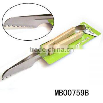 wooden handle BBQ tong