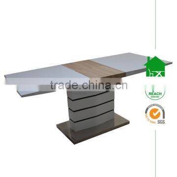 DT-2003 wooden extendable dining table with high gloss