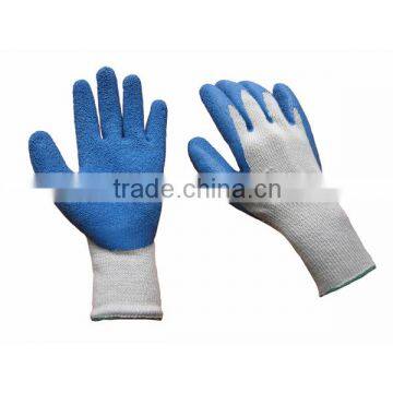 Blue color 10G string knit liner latex coated chemical glove