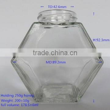 holding 250g Honey glass jar