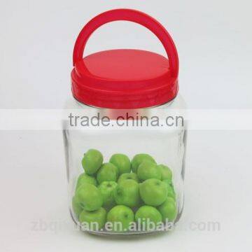 1000ml Square Glass Storage Jar And Plastic Handle Lid
