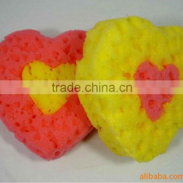 heart shaped and colourful bath sponge