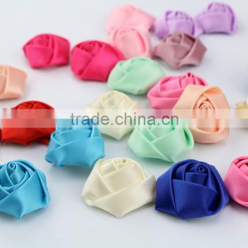 Wholesale decorative wedding artificial rose flower, handmade ribbon flowers