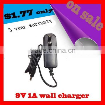 promotion!!! 9V 1A EU US JP AU Plug power adapter with BS GS UL SAA PSE FCC CE ROHS Approval in stock