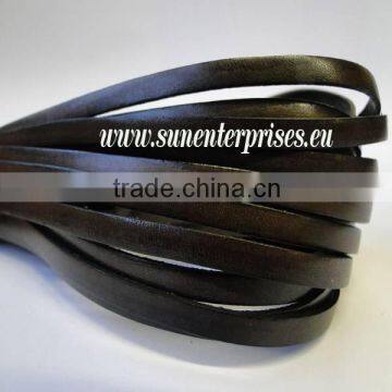 Flat Nappa Leather cords - Italian Leather - Dark Brown- 20mm