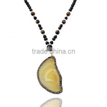 Fashionable Yellow Agate Pendant Vintage Design Necklace in Great Demand photo-2