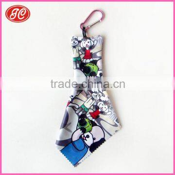 new design digital printing microfiber mobile phone clean cloth key chain