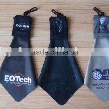lens cleaning cloth with keychain pouch