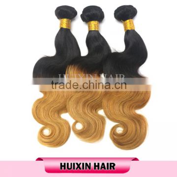 Wholesale human body wave hair Ombre hair weaves 100% unprocessed brazilian virgin hair