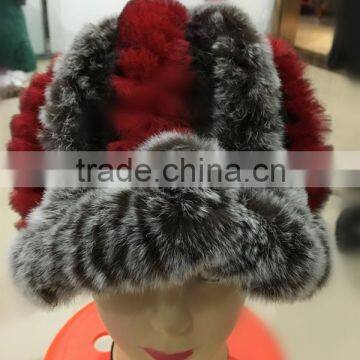 fashion knitted rex rabbit fur cap for women RH01